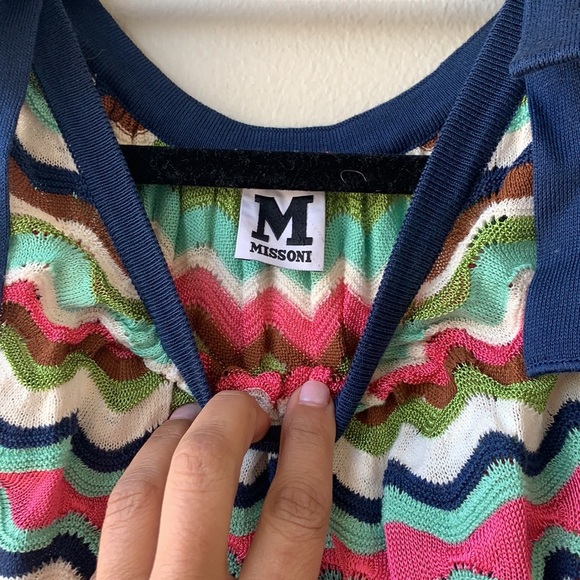 Mission knit chevron tank with navy bows - Picture 4 of 7